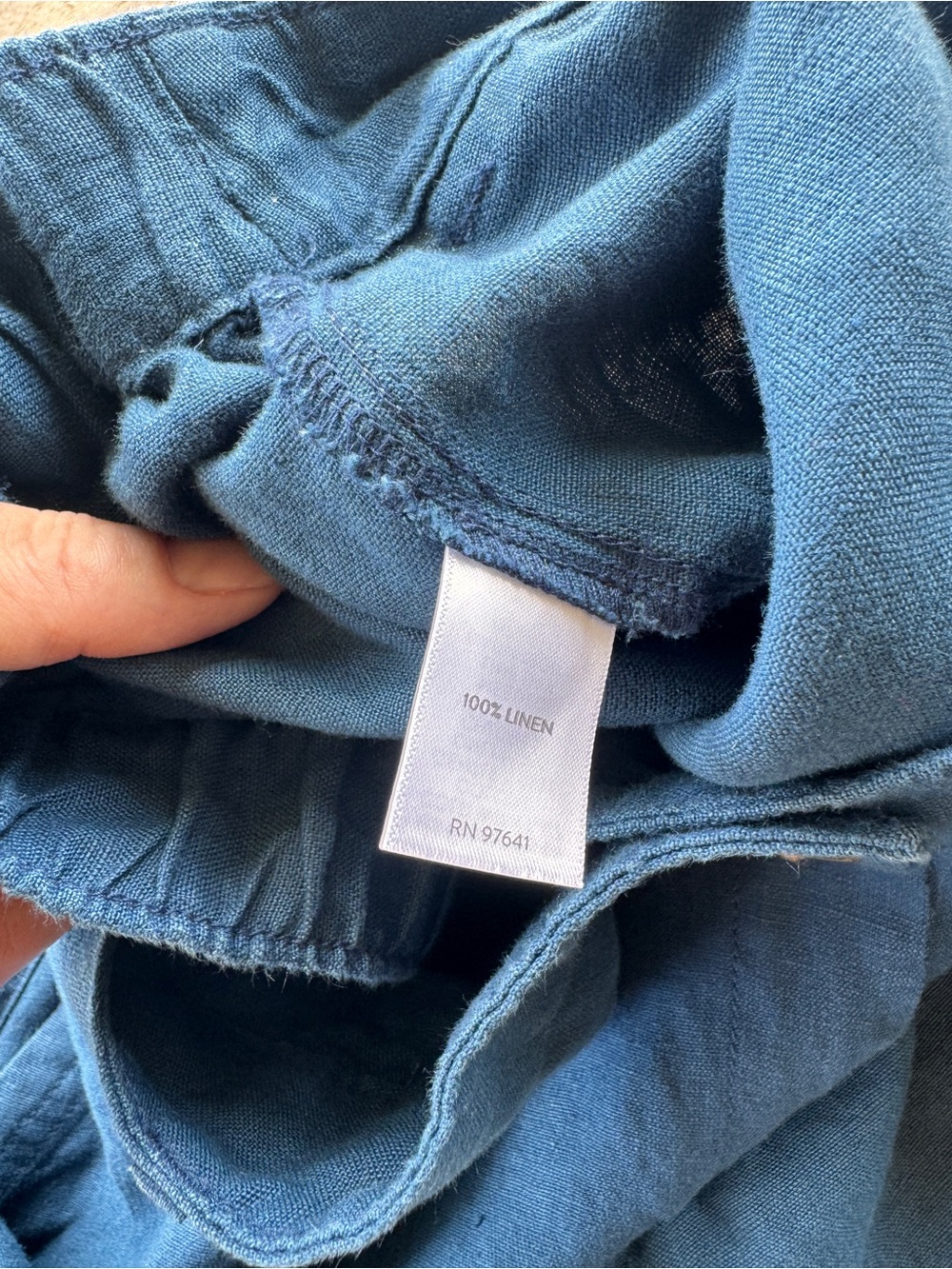 J. Jill Love Linen XL Blue 100% Linen Cropped Pants Elastic Waist - Picture 12 of 13